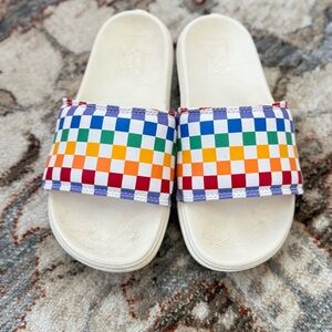 Vans Red and Blue Checkerboard Sandals